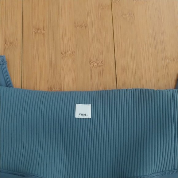 Vuori Women's Rib Studio Leggings Pant Size XL Blue Inseam 25" EUC - Picture 3 of 7